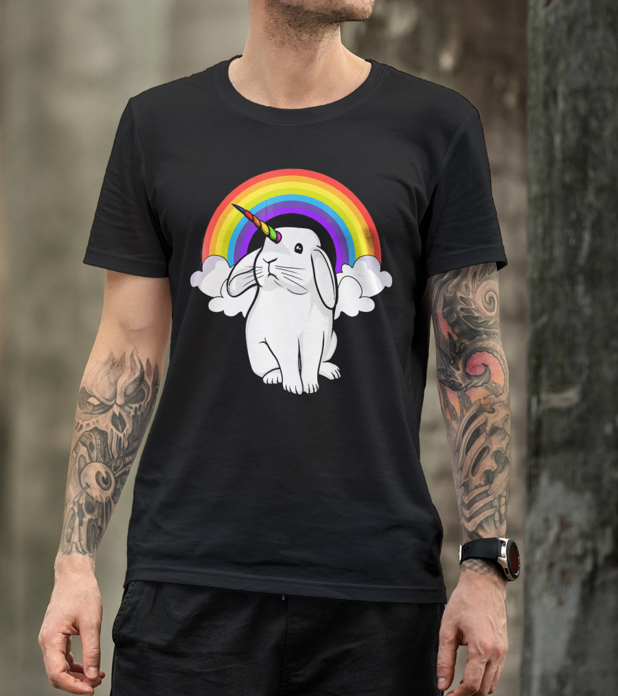 Magical Rainbow Unicorn Bunny Cute Rabbit T-Shirt