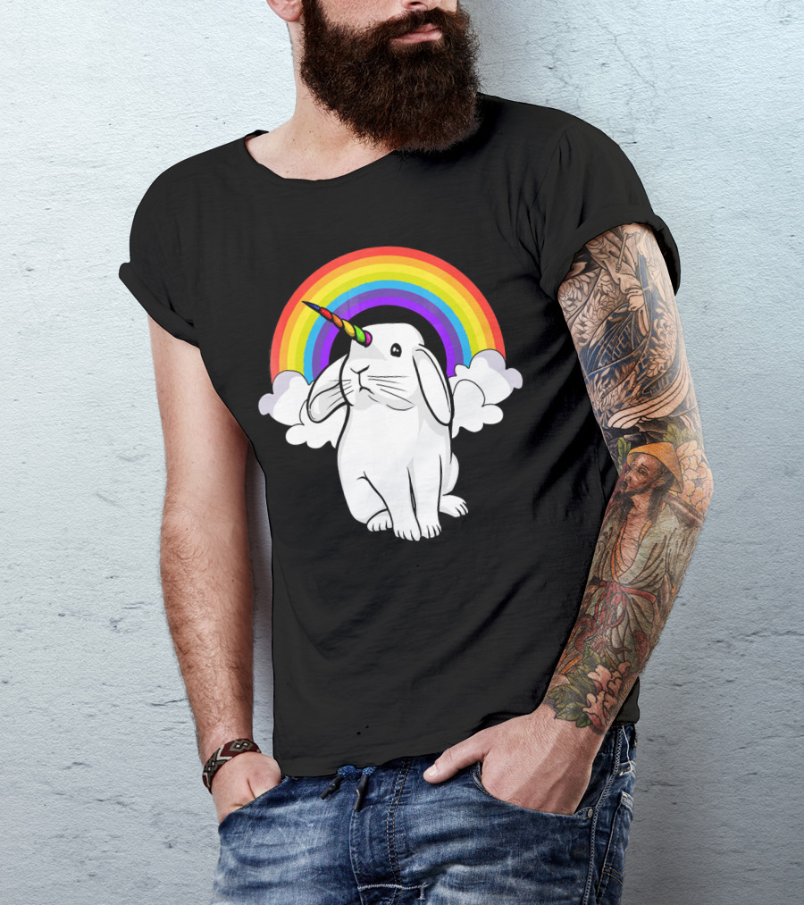 Magical Rainbow Unicorn Bunny Cute Rabbit T-Shirt