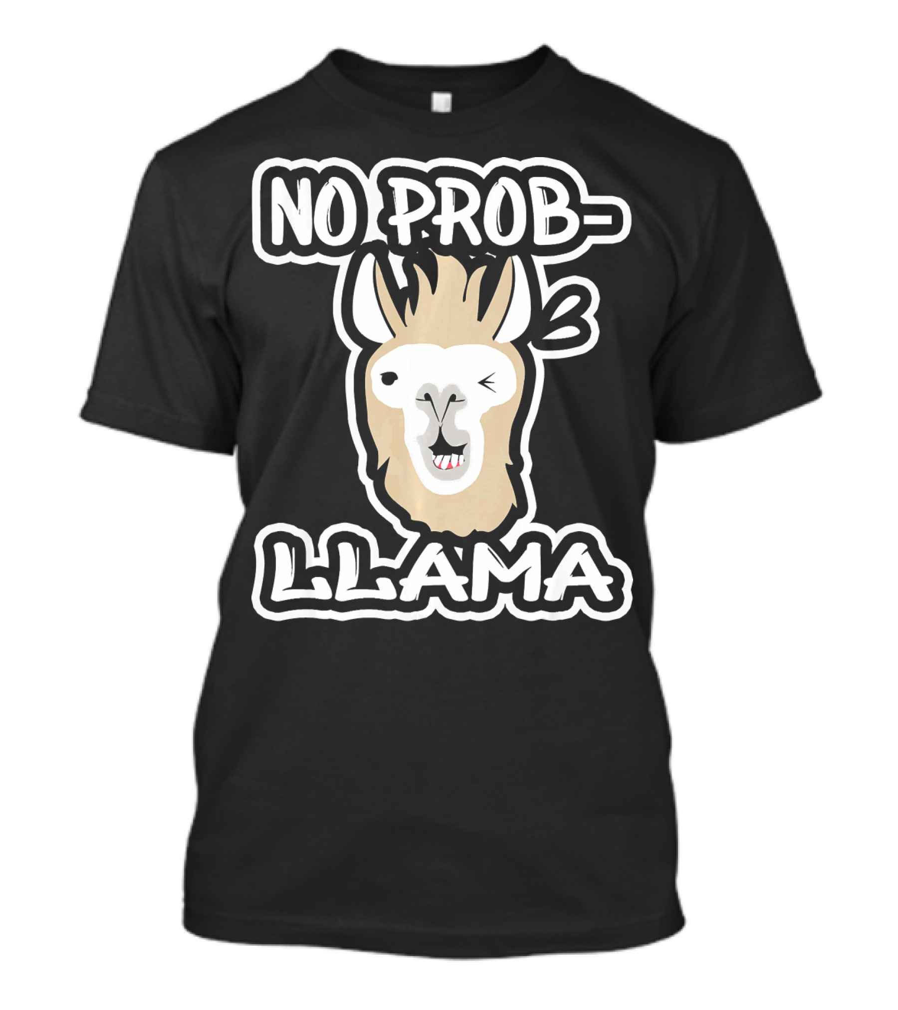 No Prob Llama Funny Alpaca Lover Winking Cartoon T-Shirt