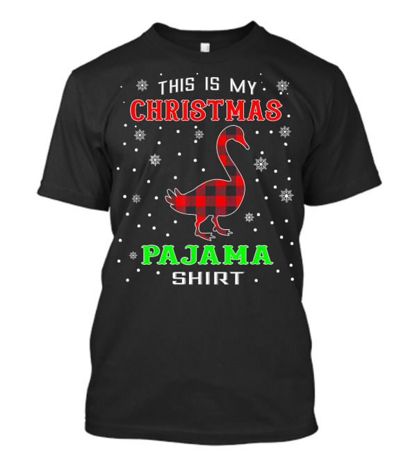 This Is My Christmas Pajama Shirt Red Plaid Goose Lover Animal T-Shirt