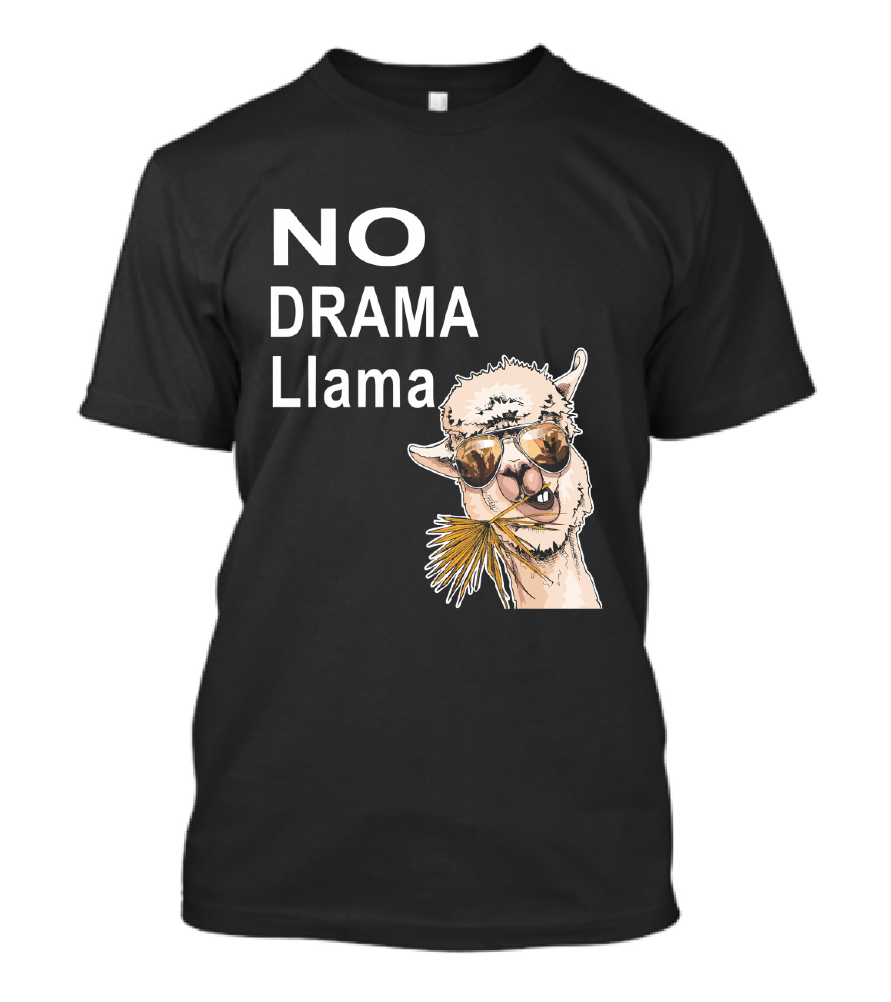 No Drama Llama Funny Mama Alpaca Sunglasses Cartoon T-Shirt