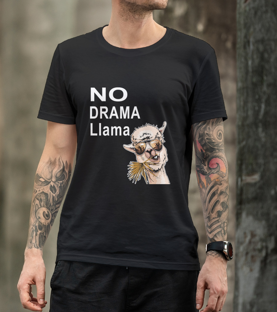 No Drama Llama Funny Mama Alpaca Sunglasses Cartoon T-Shirt