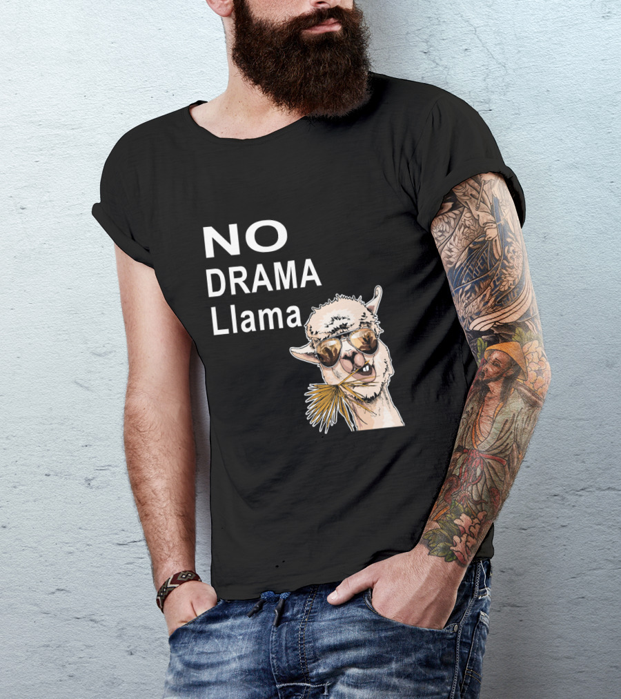 No Drama Llama Funny Mama Alpaca Sunglasses Cartoon T-Shirt