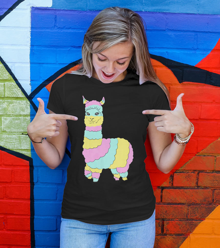Rainbow Alpaca Llama Multicolor Layers T-Shirt