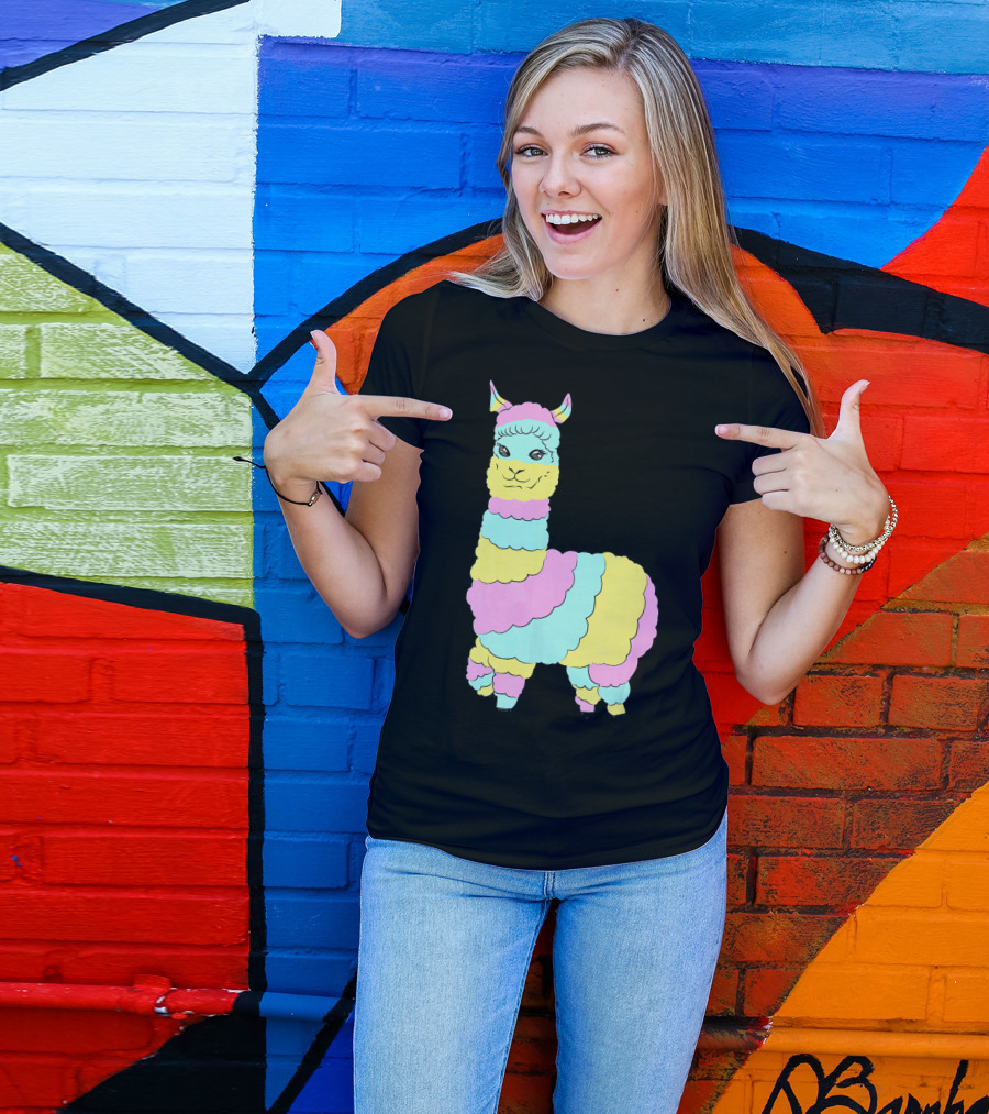 Rainbow Alpaca Llama Multicolor Layers T-Shirt