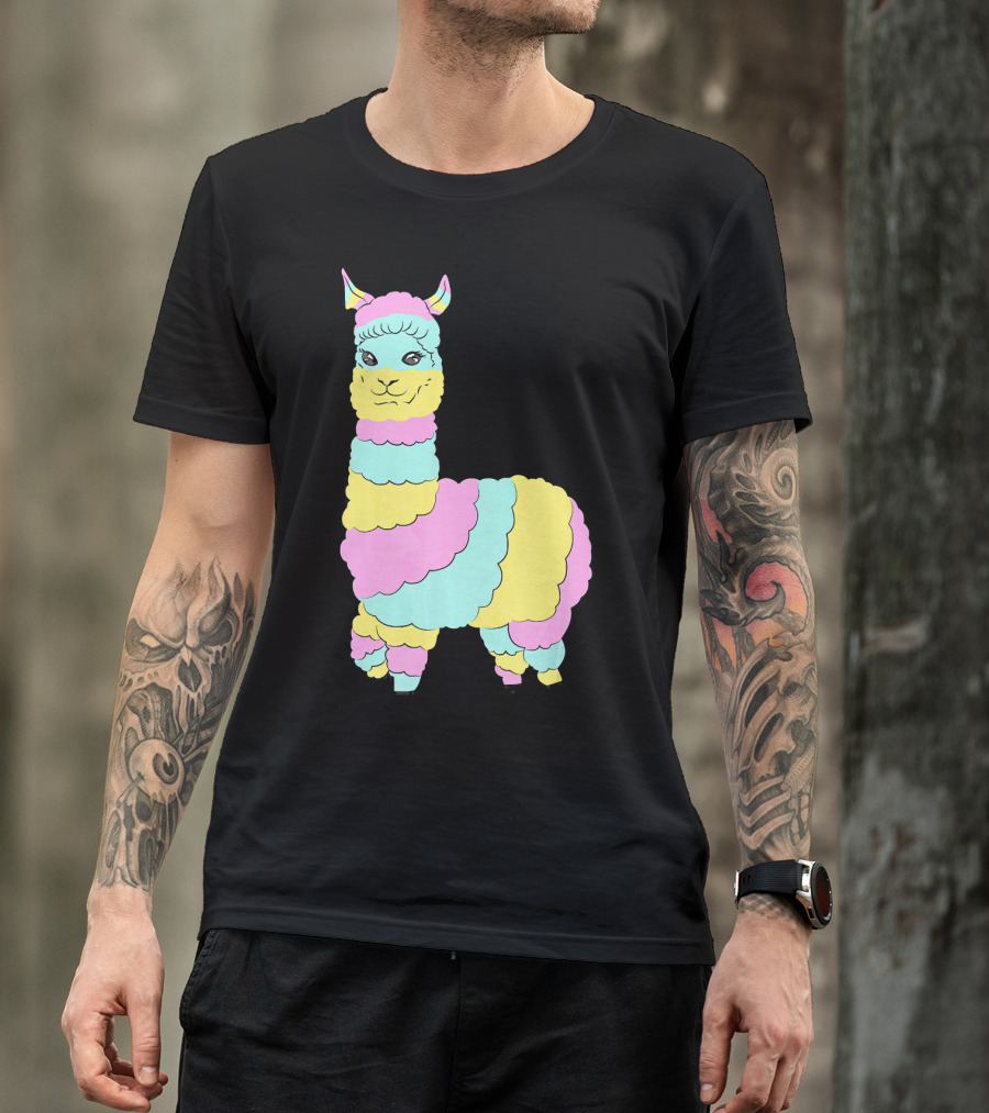 Rainbow Alpaca Llama Multicolor Layers T-Shirt