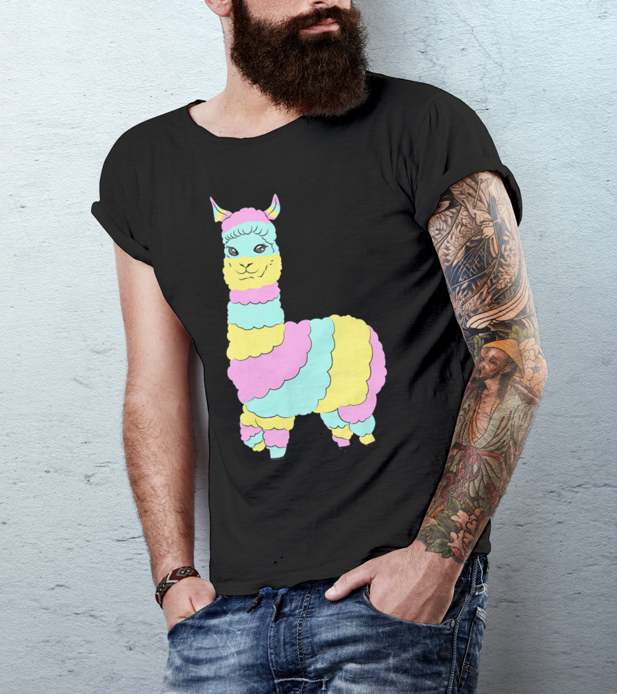 Rainbow Alpaca Llama Multicolor Layers T-Shirt