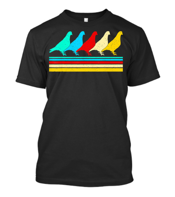 Pigeon Vintage Retro Colorful Stripe Lovers T-Shirt