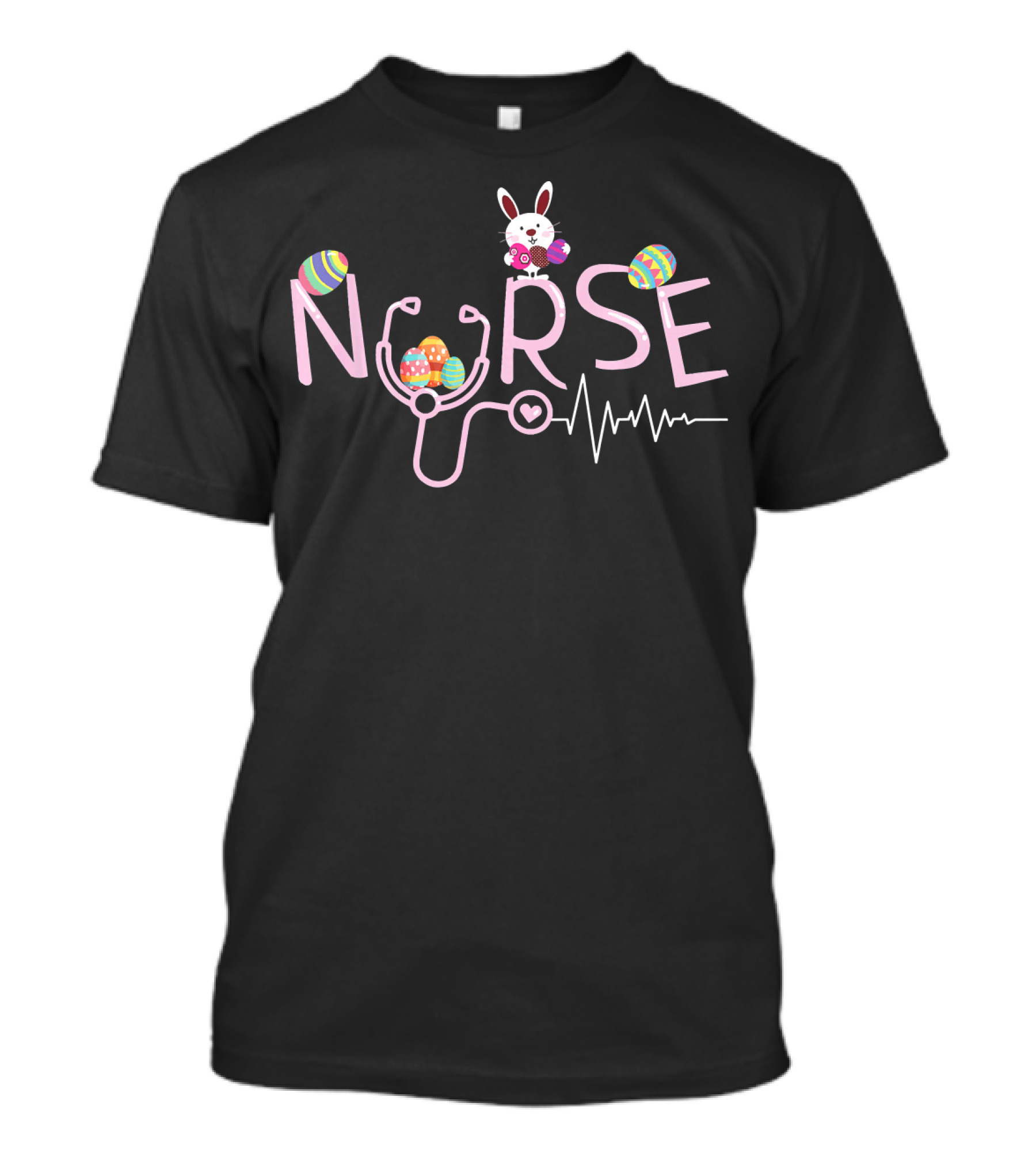Easter Bunny Nurse Stethoscope Heartbeat Eggs T-Shirt