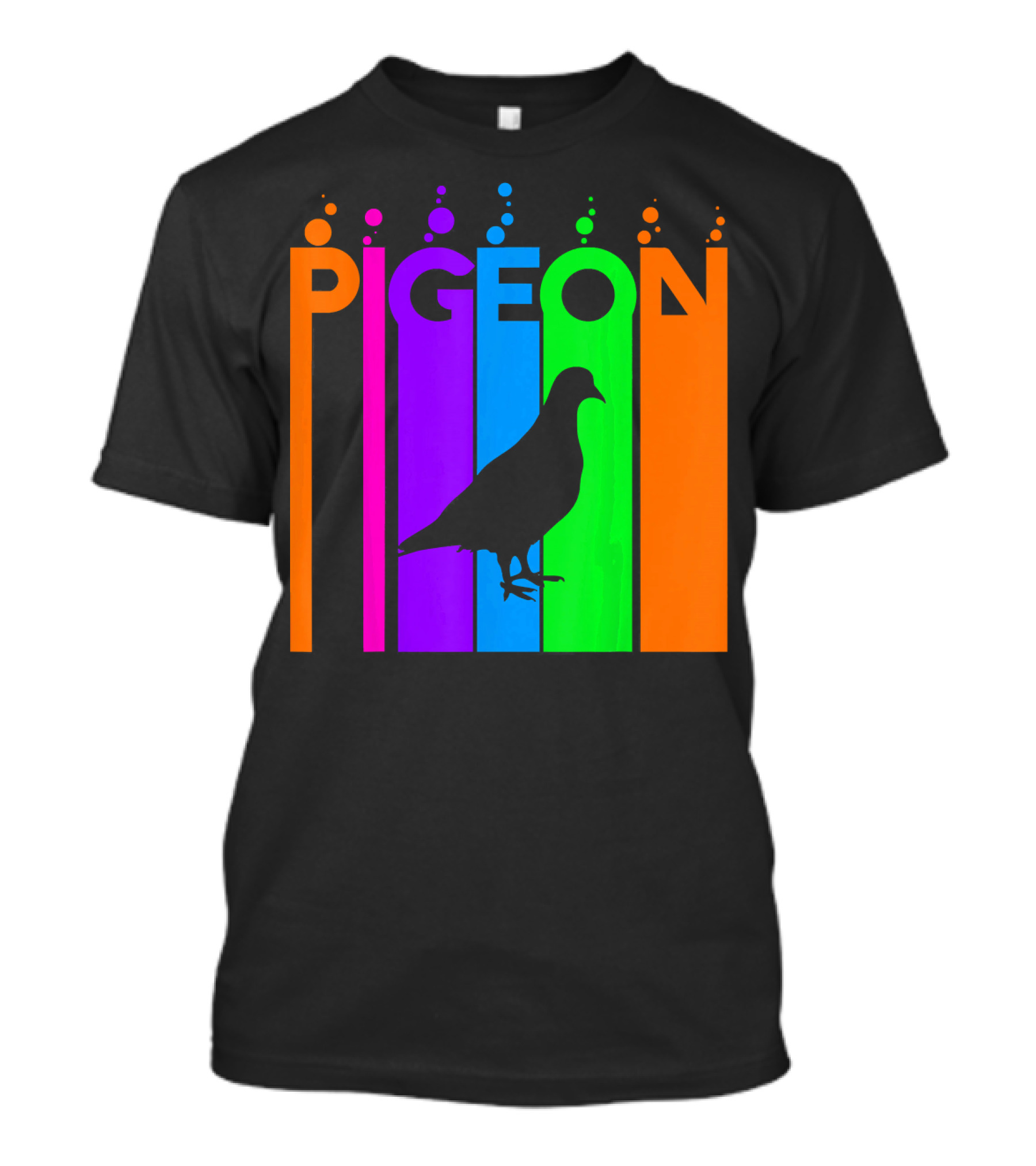 Pigeon Rainbow Bubble Silhouette Animal Lover T-Shirt