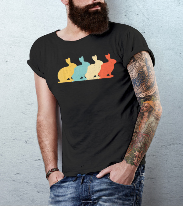 Pika Vintage Retro Rock Rabbit Silhouette Animal T-Shirt
