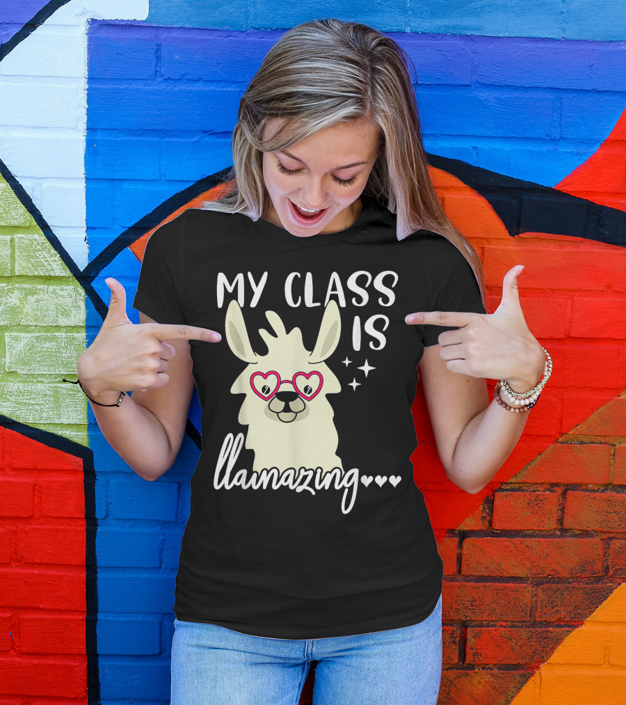 My Class Is Llamazing Llama Heart Glasses Stars T-Shirt