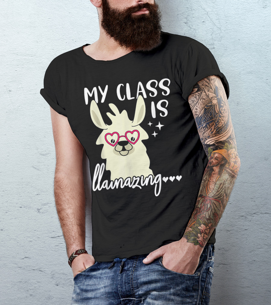 My Class Is Llamazing Llama Heart Glasses Stars T-Shirt