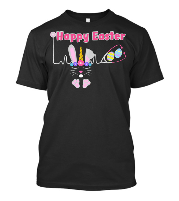 Happy Easter Unicorn Bunny Stethoscope Nurse T-Shirt