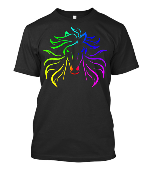 Rainbow Horse Equestrian Neon Mane Colorful T-Shirt