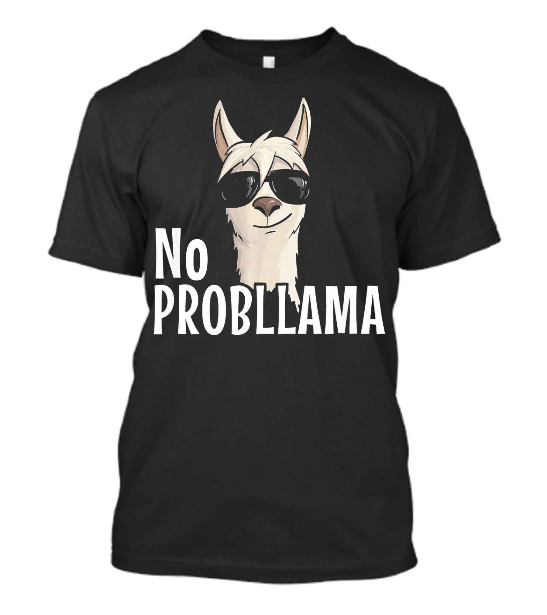No ProbLlama Funky Alpaca Hipster Llama Sunglasses T-Shirt