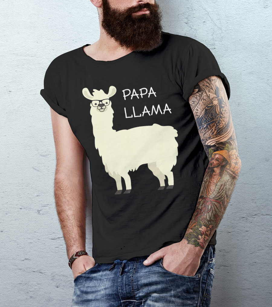 Papa Llama Wearing Glasses Cool T-Shirt