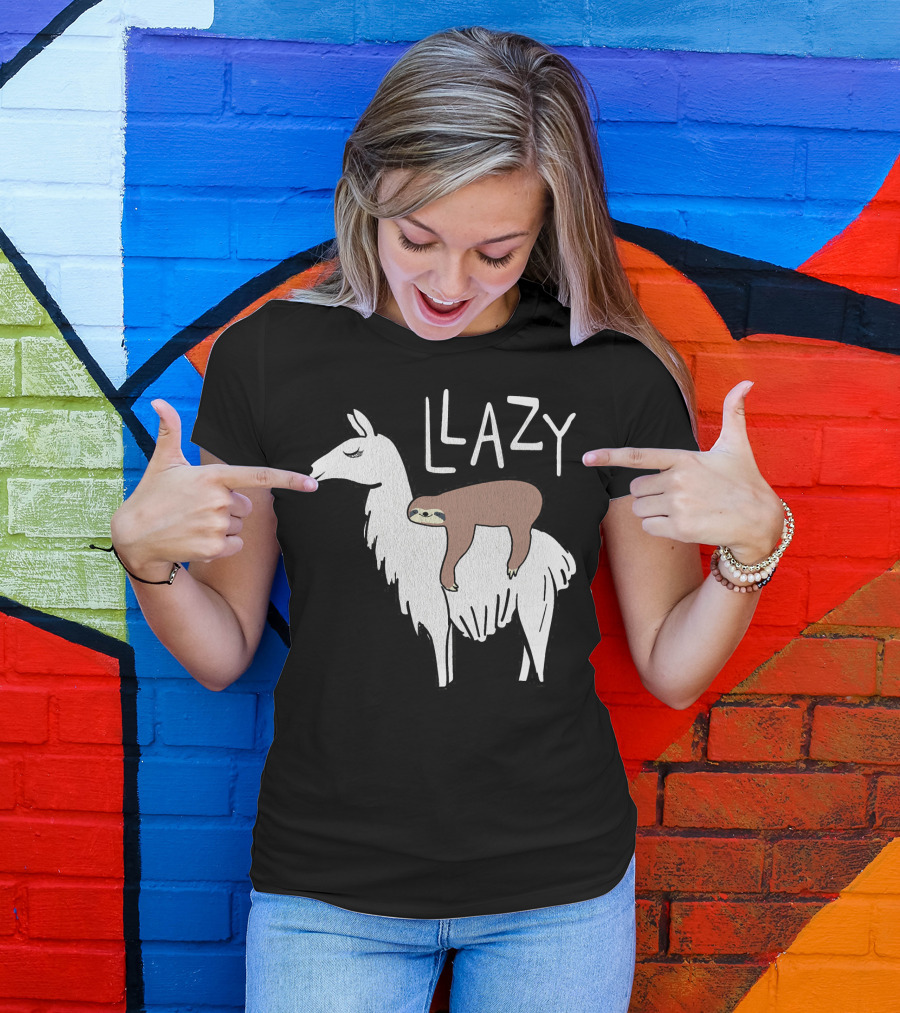 LLazy Llama With Sloth Lazy Nap T-Shirt