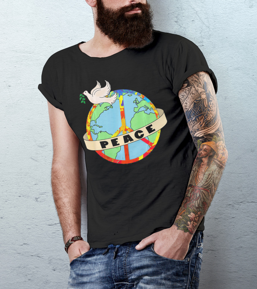World Peace Dove Earth Peace Sign T-Shirt