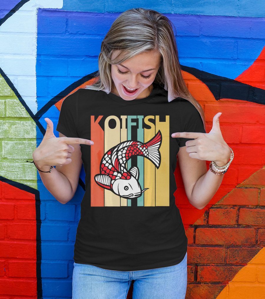 Vintage Koi Fish Retro Stripes T-Shirt