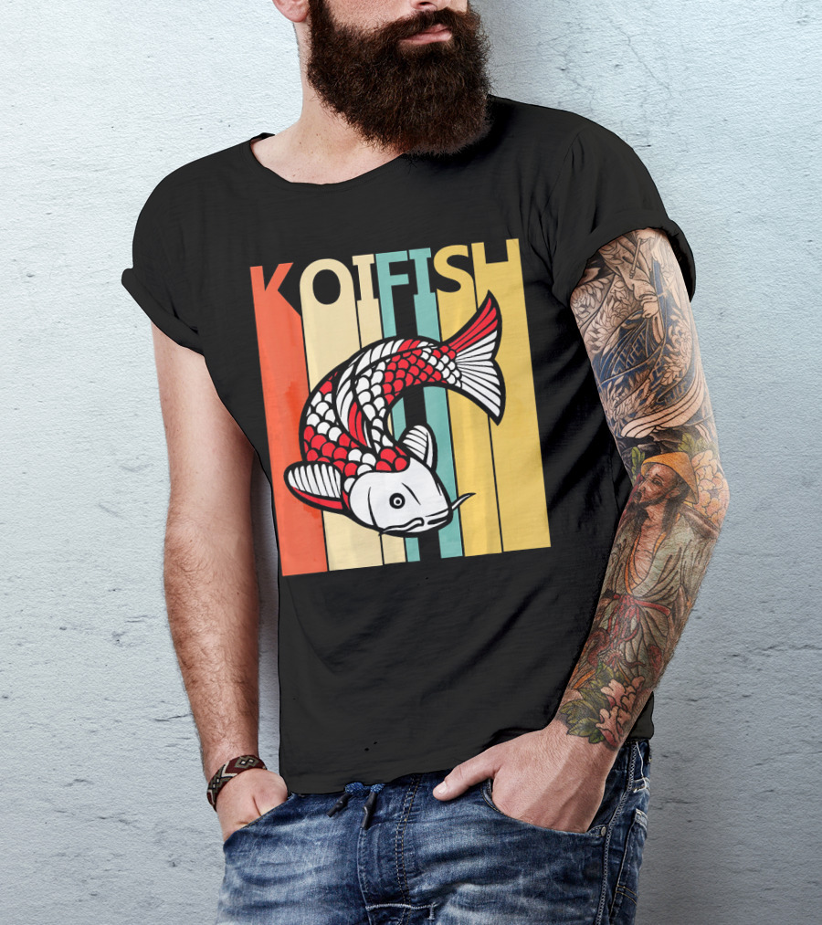 Vintage Koi Fish Retro Stripes T-Shirt