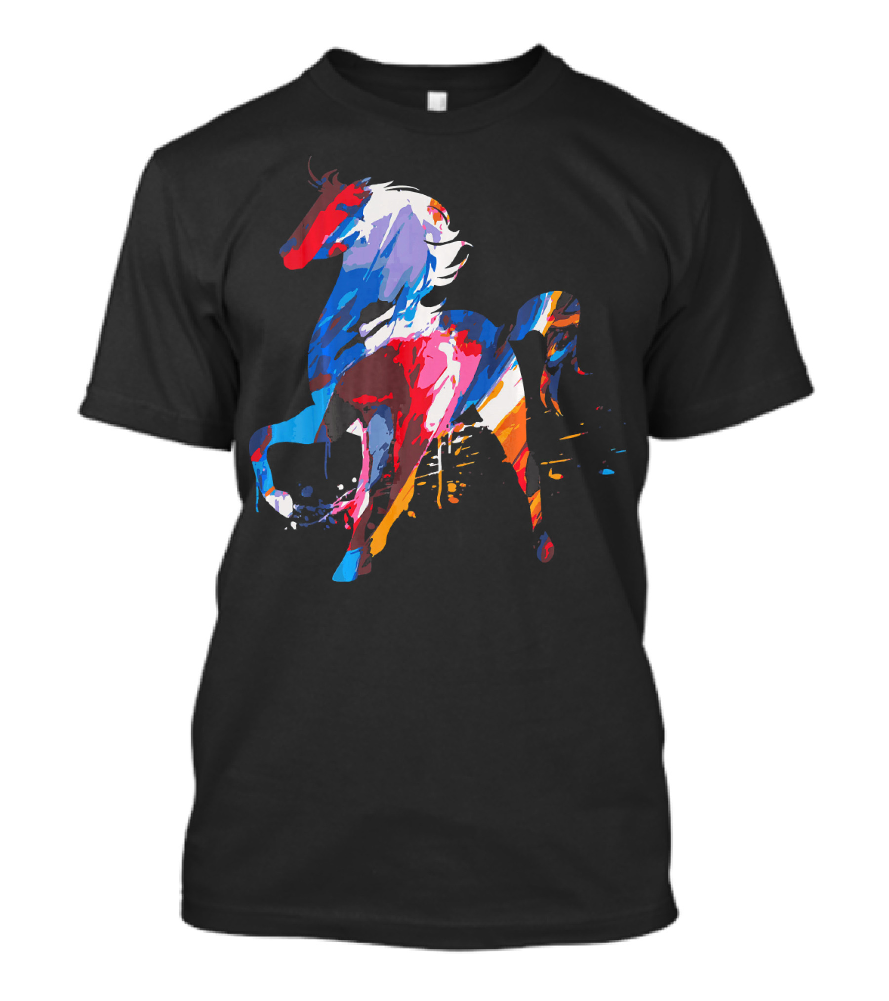 Watercolor Rainbow Riding Horse Colorful T-Shirt