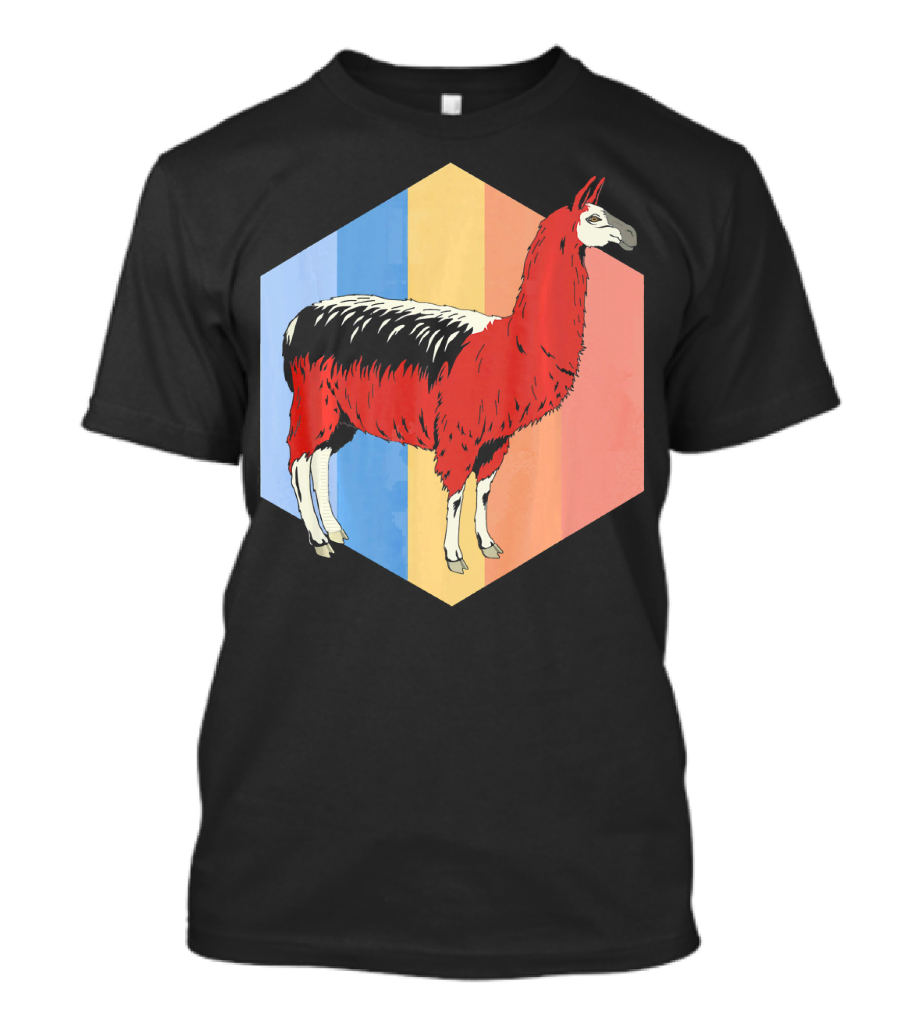 Zoo Keeper Animal Lover Alpaca Retro Hexagon T-Shirt