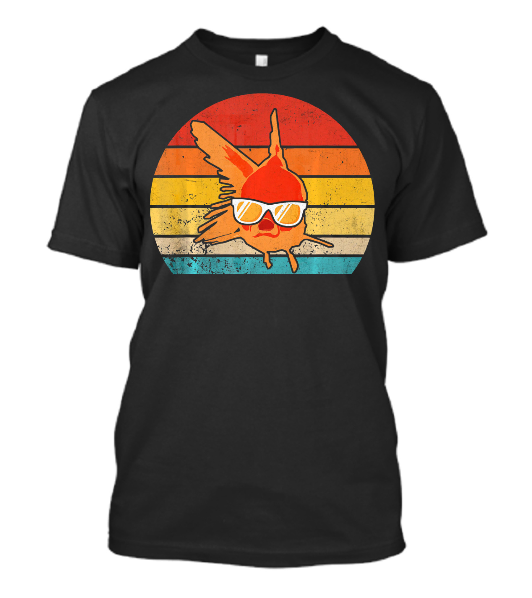 Retro Sunset Goldfish With Sunglasses T-Shirt