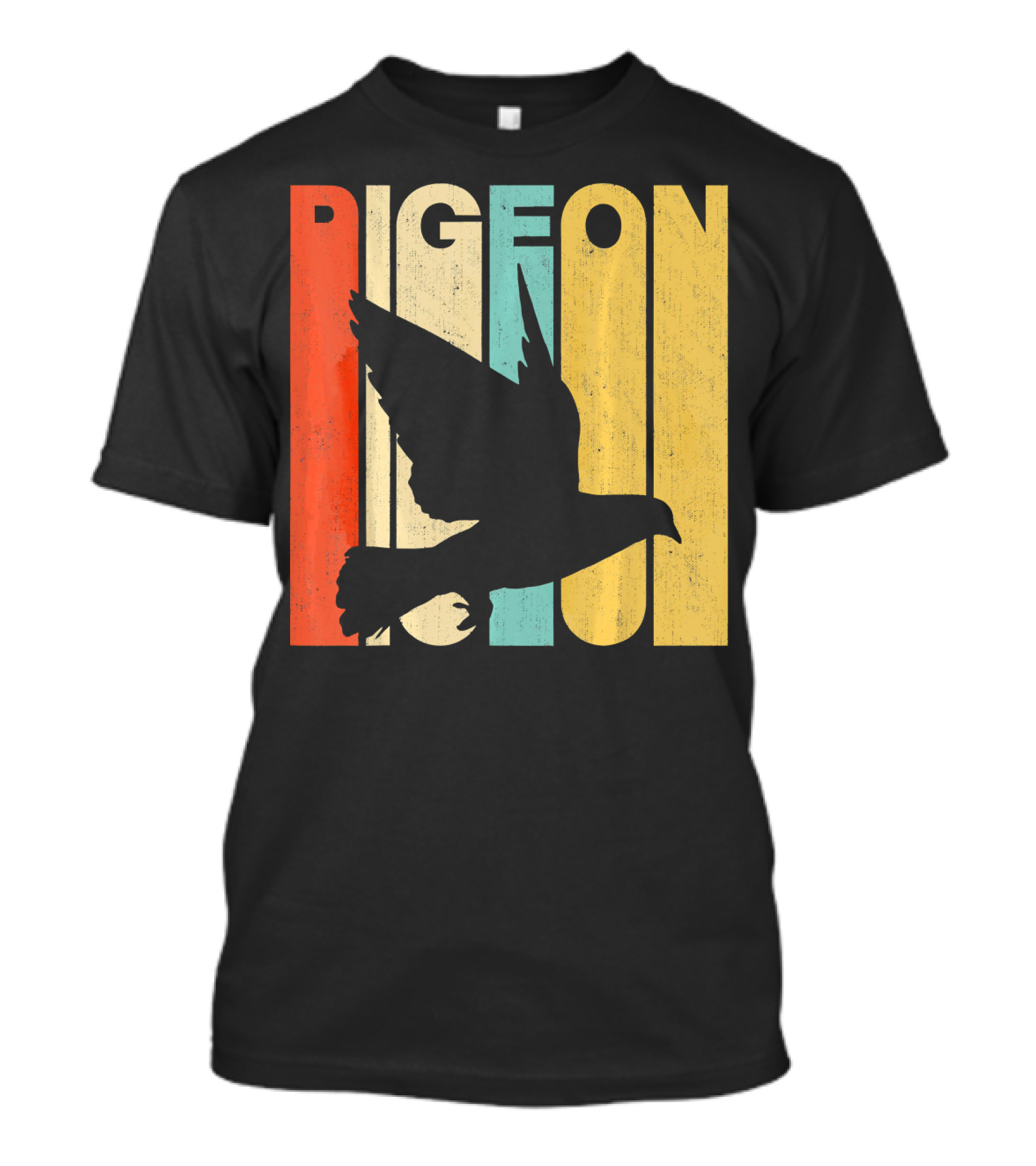 Vintage Retro Pigeon Silhouette Bold Color Blocks T-Shirt