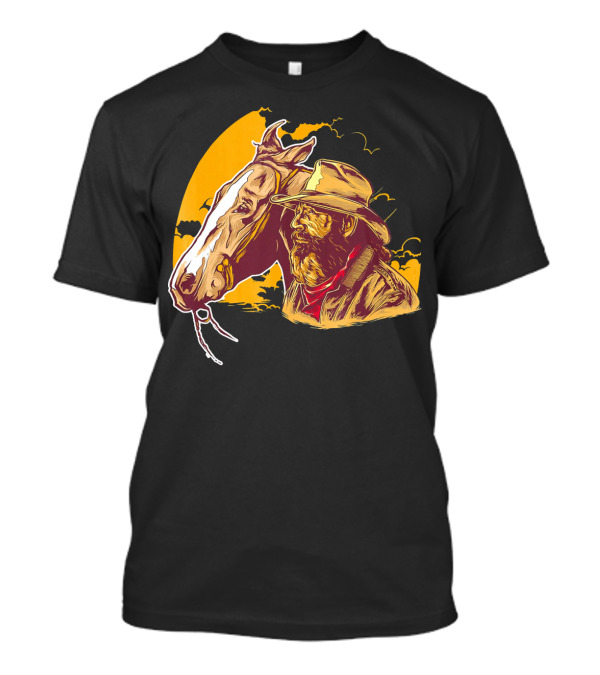Vintage Horse Lover Cowboy And Horse At Sunset T-Shirt