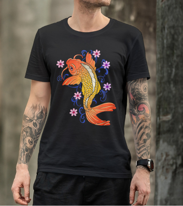 Asian Koi Fish Japanese Floral T-Shirt