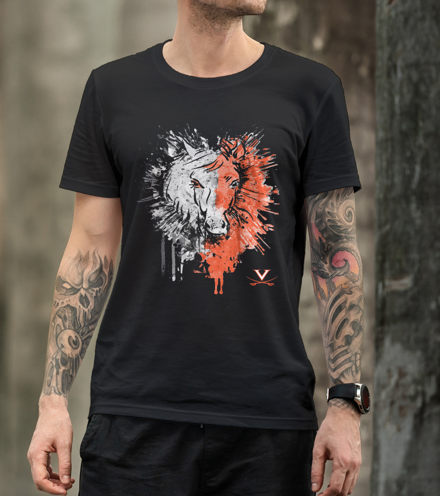 Virginia Cavaliers Horse Half Face Hor V Logo Painting T-Shirt