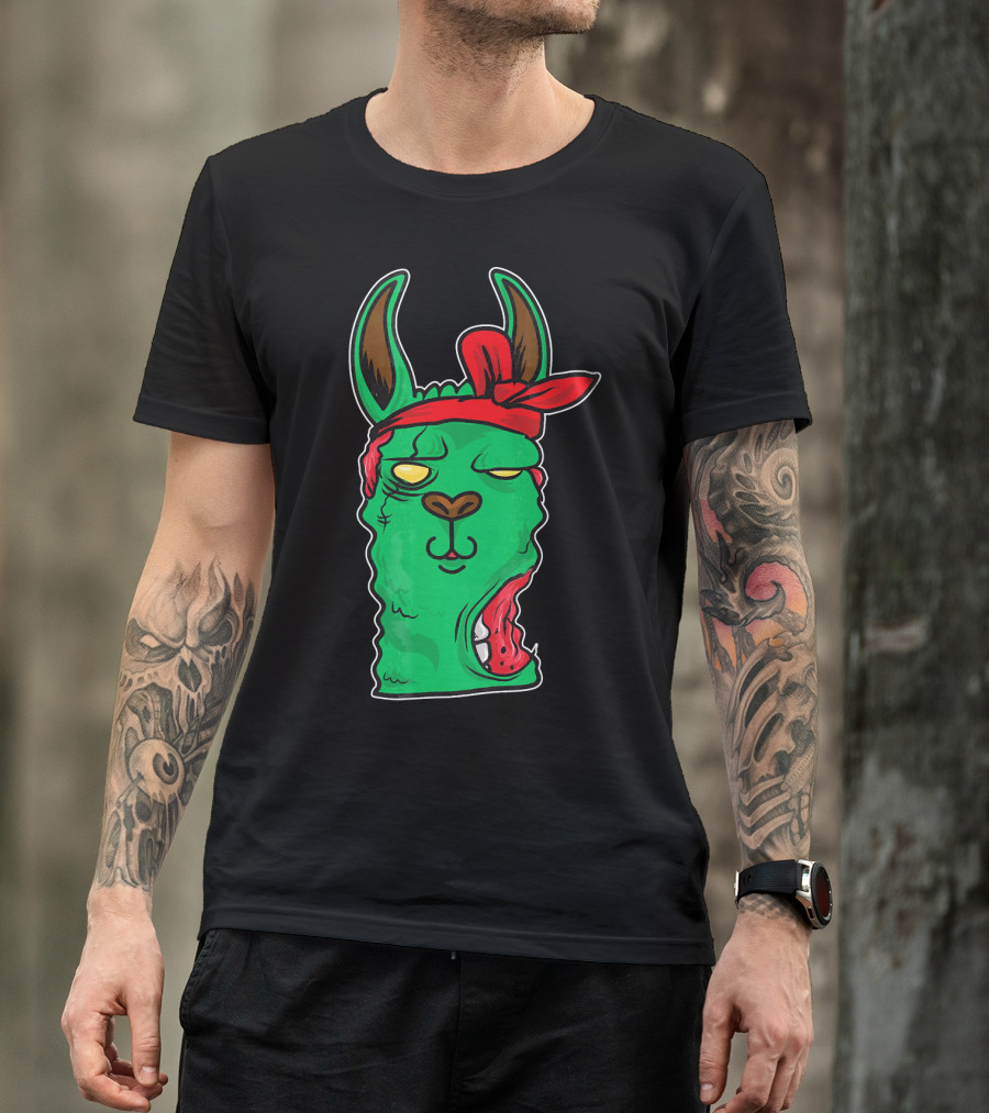 Zombie Llama Bandana Apocalypse T-Shirt