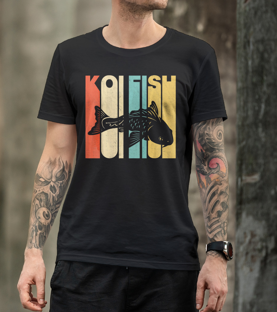 Vintage Retro Koi Fish Bold Multicolor Typography T-Shirt