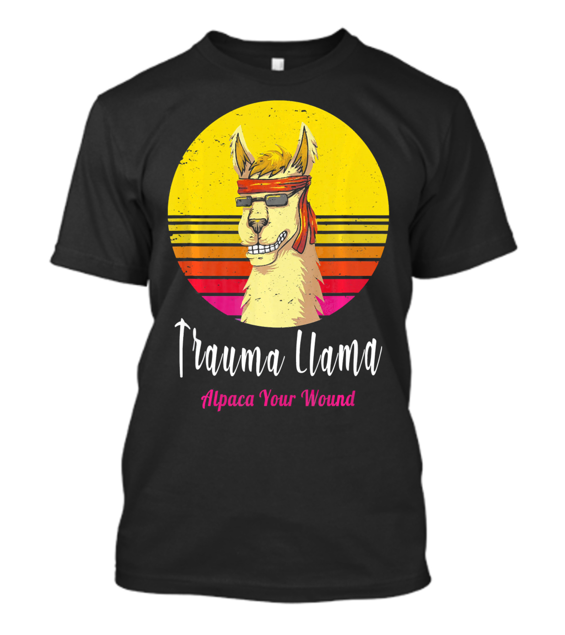 Trauma Llama Alpaca Your Wound Funny Vintage Retro T-Shirt