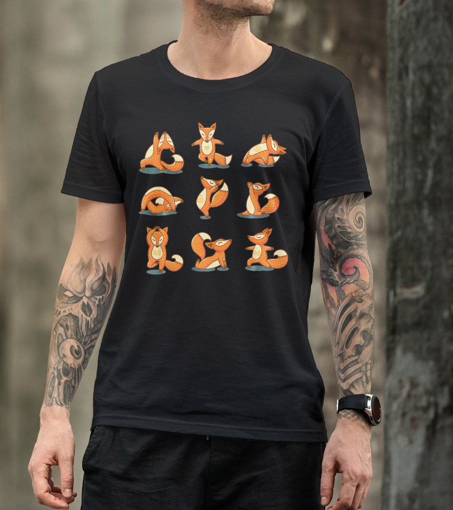 Yogi Fox Meditating And Exercising In Yoga Poses T-Shirt