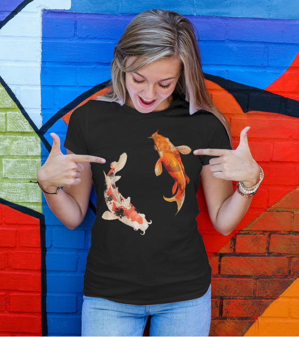Yin Yang Koi Fishes Harmony Flowing Elegance T-Shirt