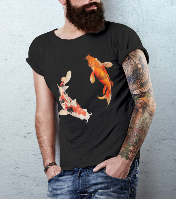 Yin Yang Koi Fishes Harmony Flowing Elegance T-Shirt
