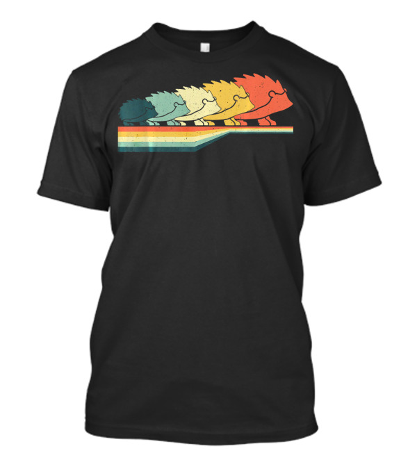 Vintage Retro Hedgehog Animal Lover Rainbow Zook T-Shirt