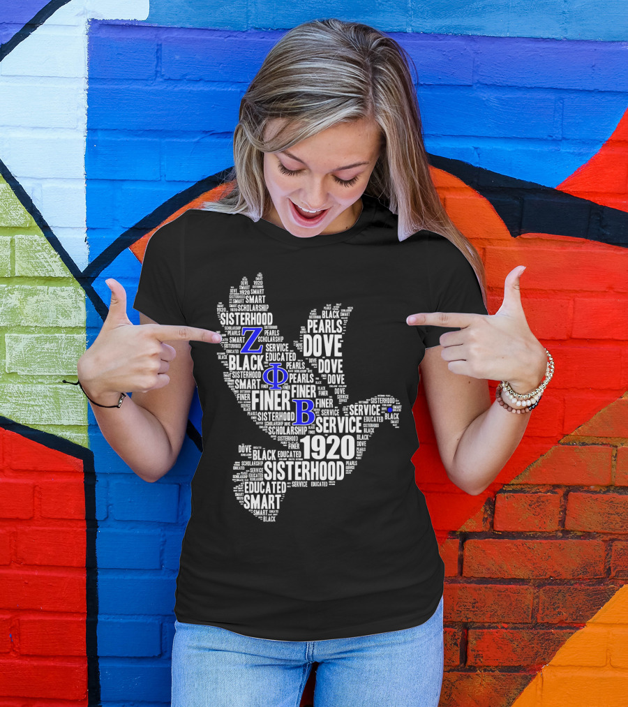 Zeta Phi Beta 1920 Sisterhood Service Black Educated Dove Finer Pearls Smart Scholarship T-Shirt