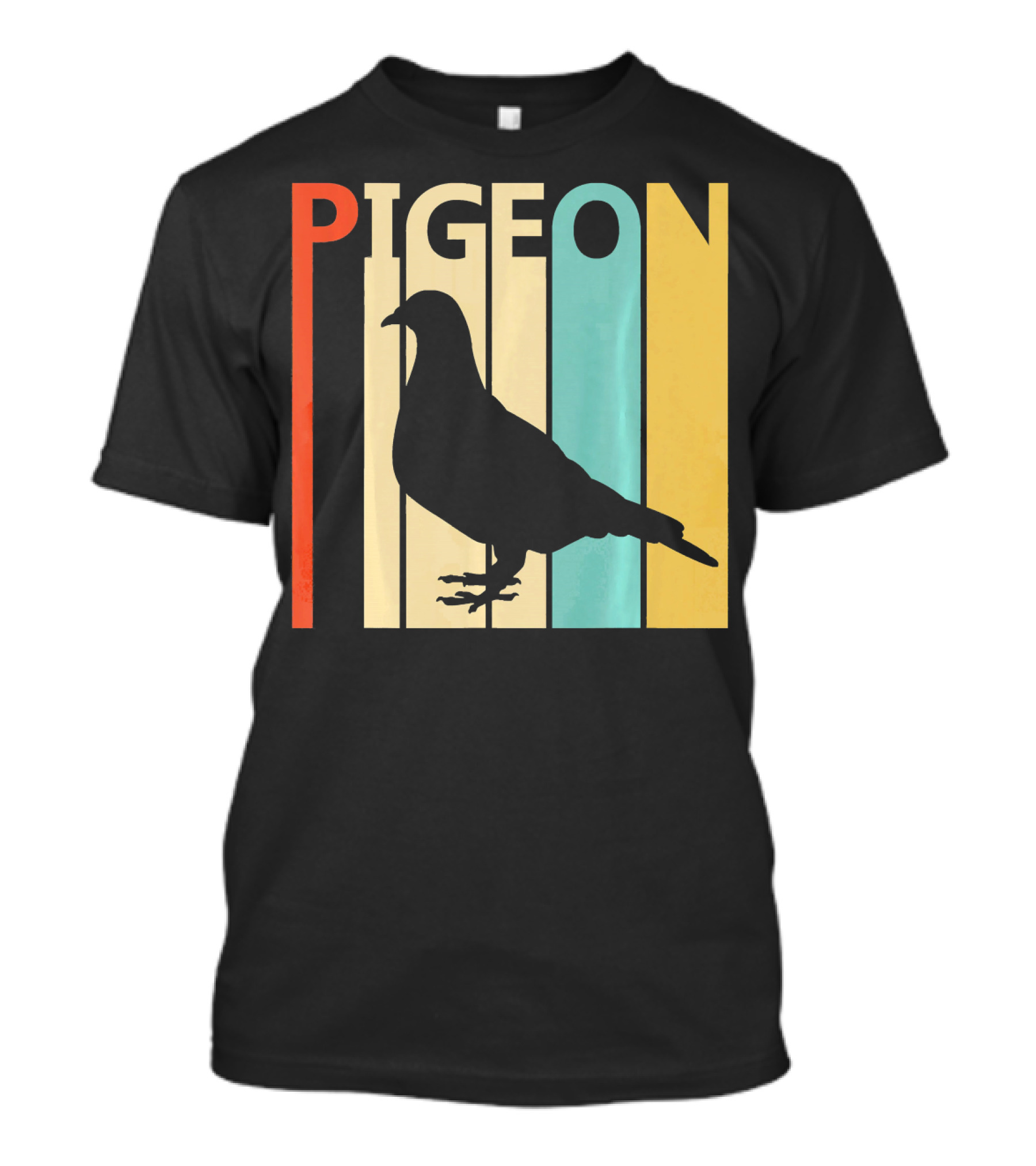 Vintage Wild Animal Pigeon Bird Silhouette Retro Stripes T-Shirt