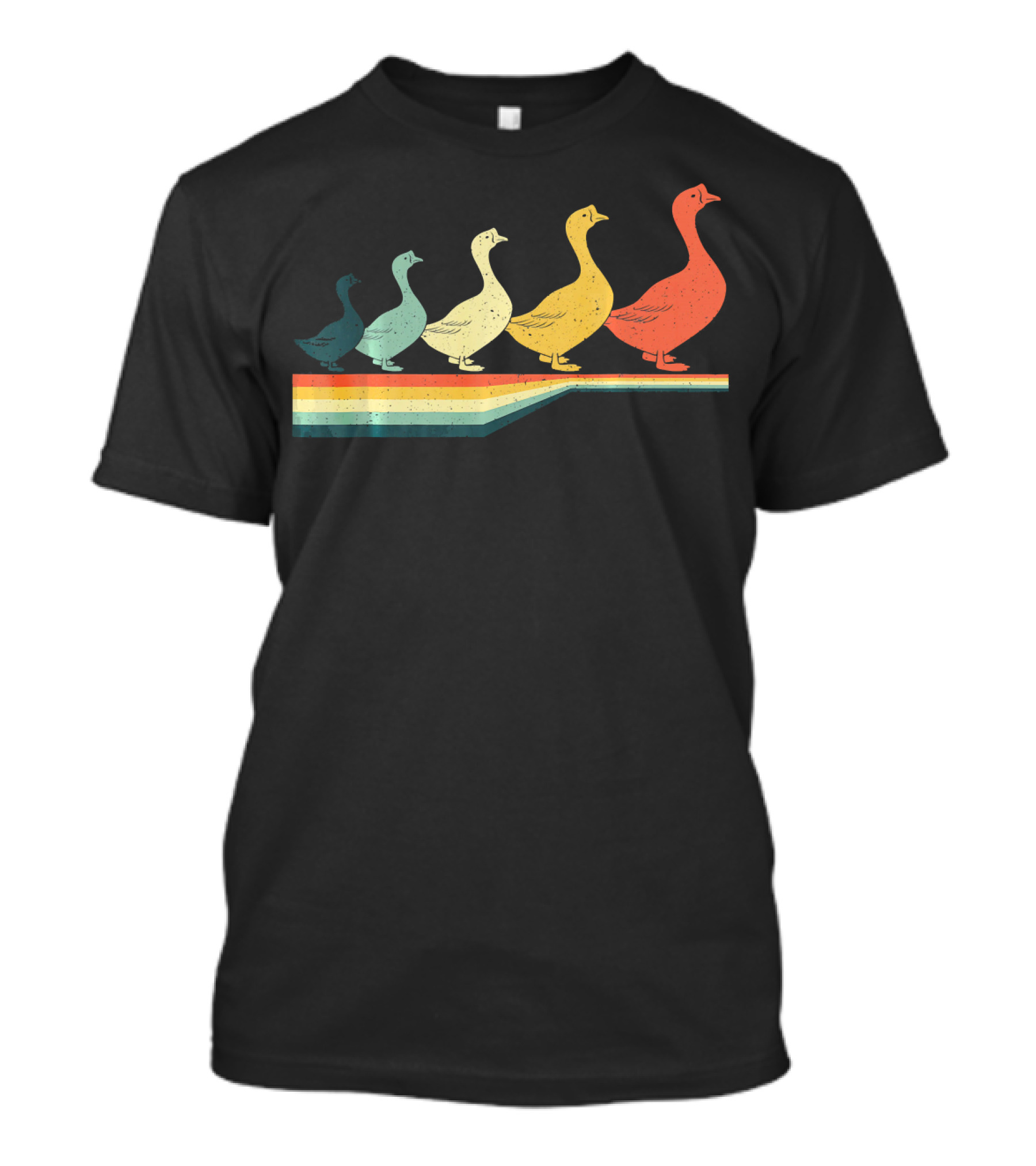 Vintage Retro Goose Animal Lover Zookeep Row Colorful T-Shirt