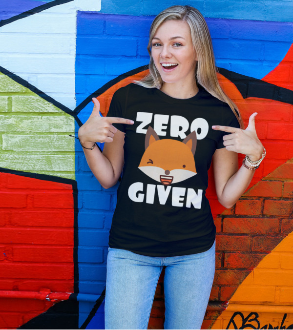 Zero Fox Given Funny Pun Don't Care Fox Face T-Shirt