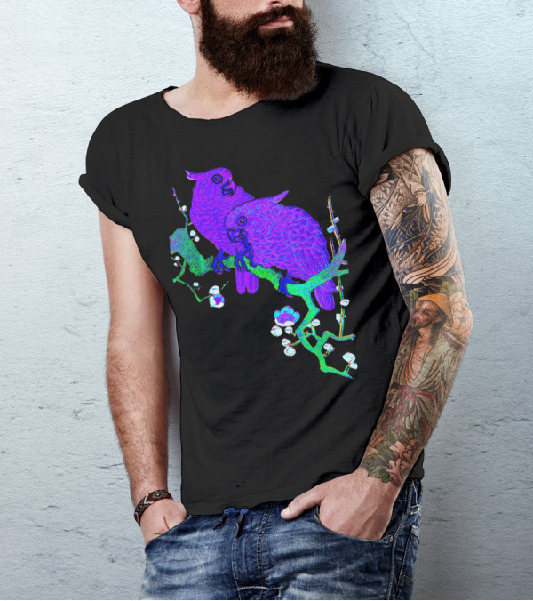 Cockatiel Vaporwave Purple Aesthetic Coc T-Shirt