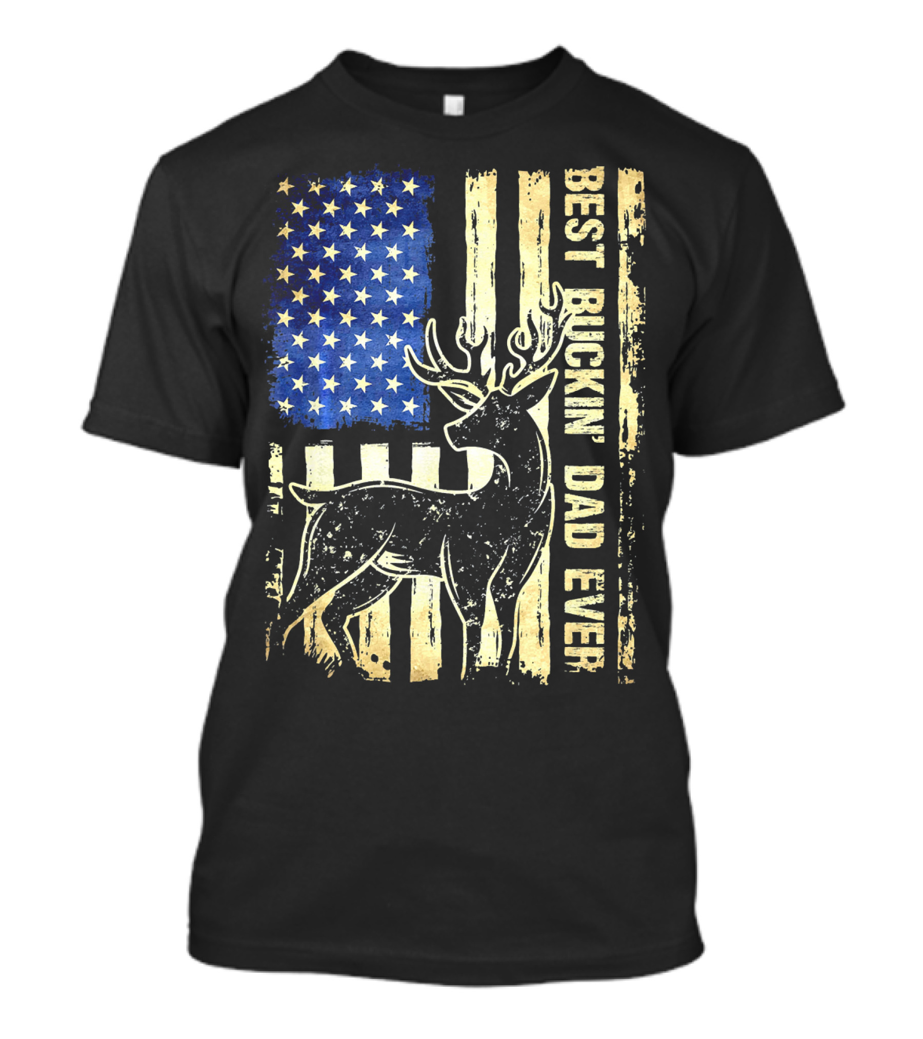 Best Buckin Dad Ever Distressed Deer Flag T-Shirt