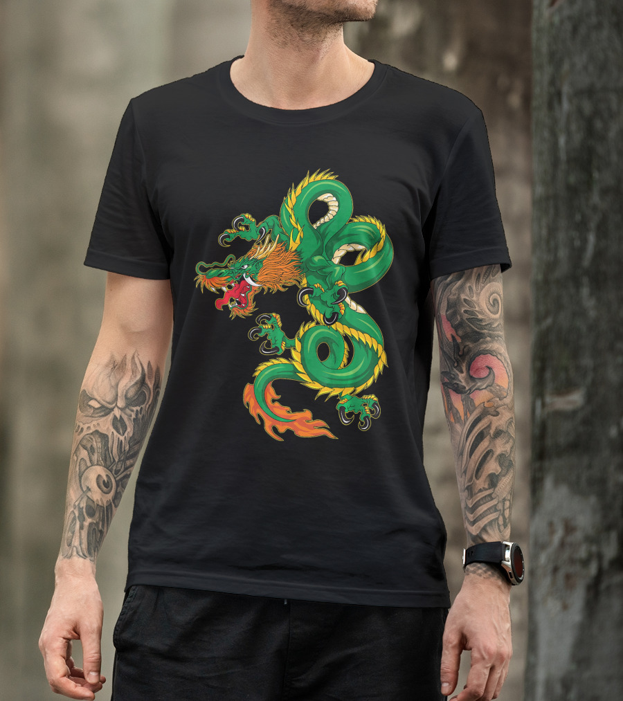 Cool Green Chinese Dragon Mythical Beast T-Shirt