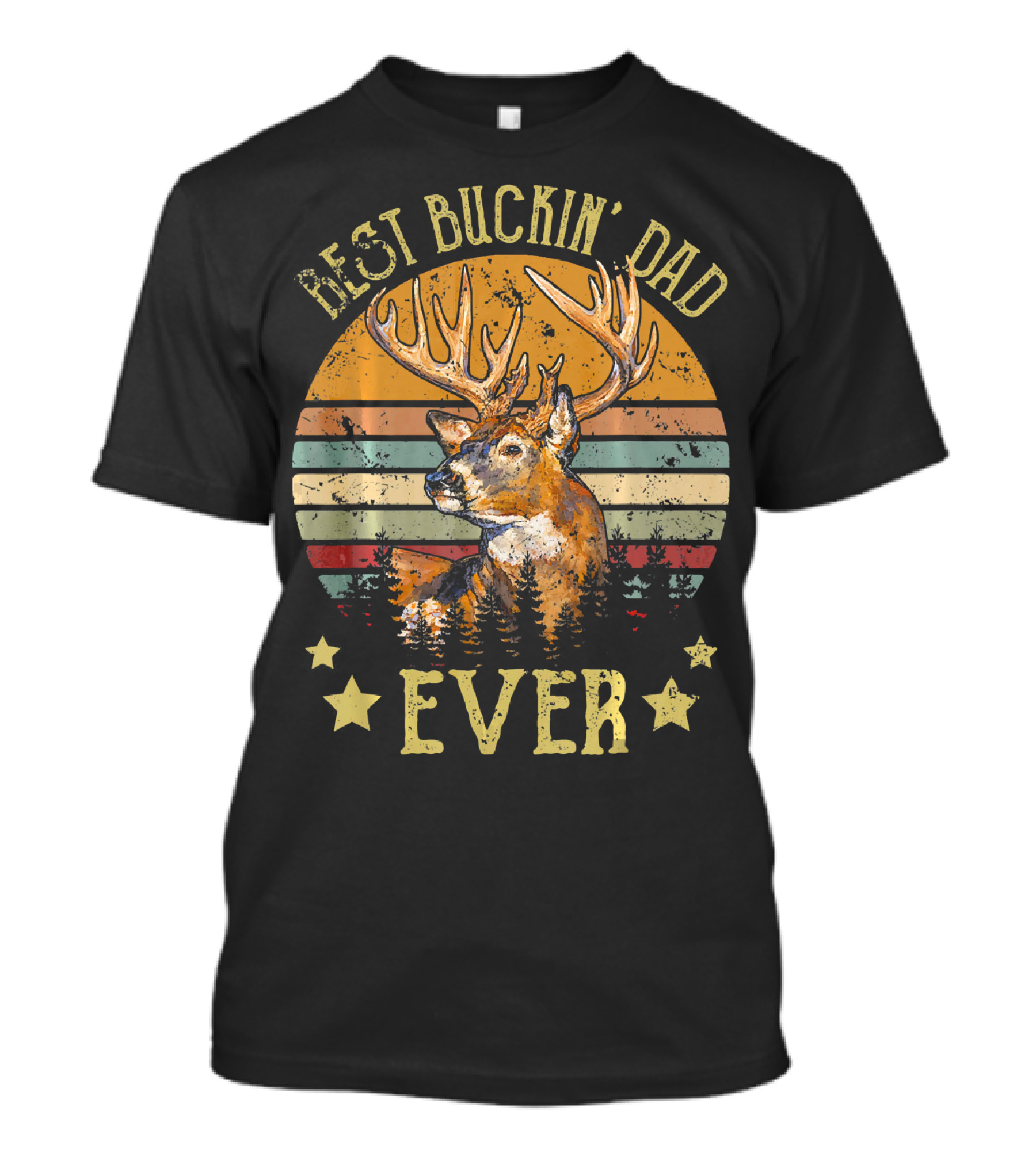 Best Buckin Dad Ever Deer Hunter Bucking Deer Starburst T-Shirt