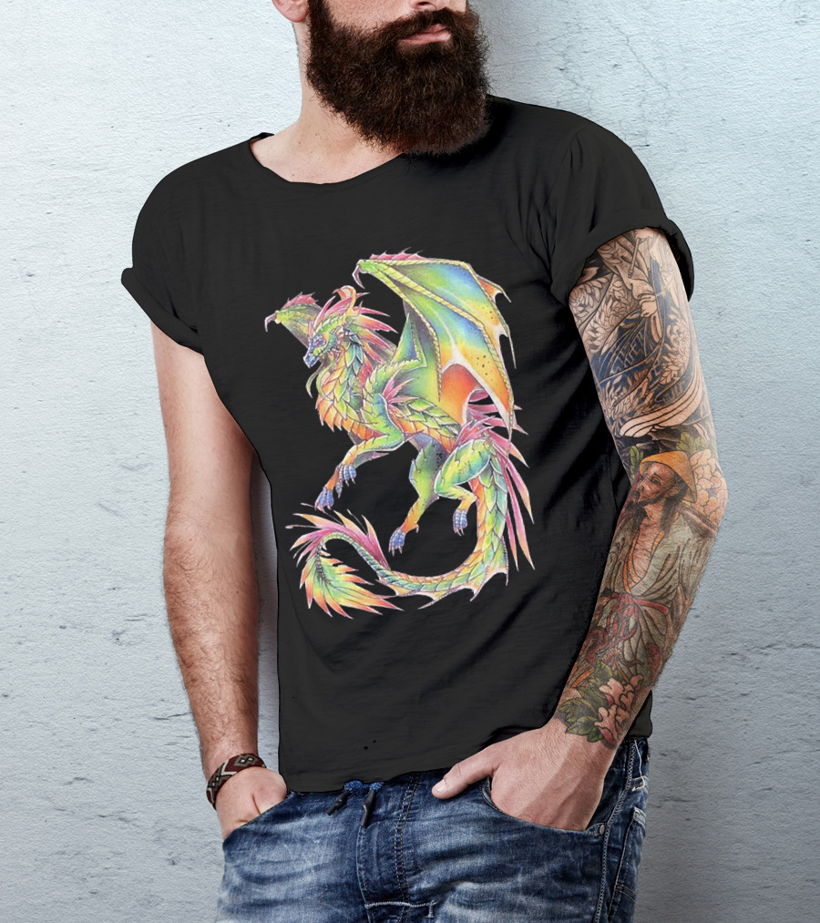 Colorful Dragon Cool Dragon Beautiful Dragon Fantasy Mythical Creature T-Shirt