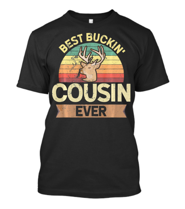 Best Buckin' Cousin Ever Deer Hunter Retro Sunset T-Shirt