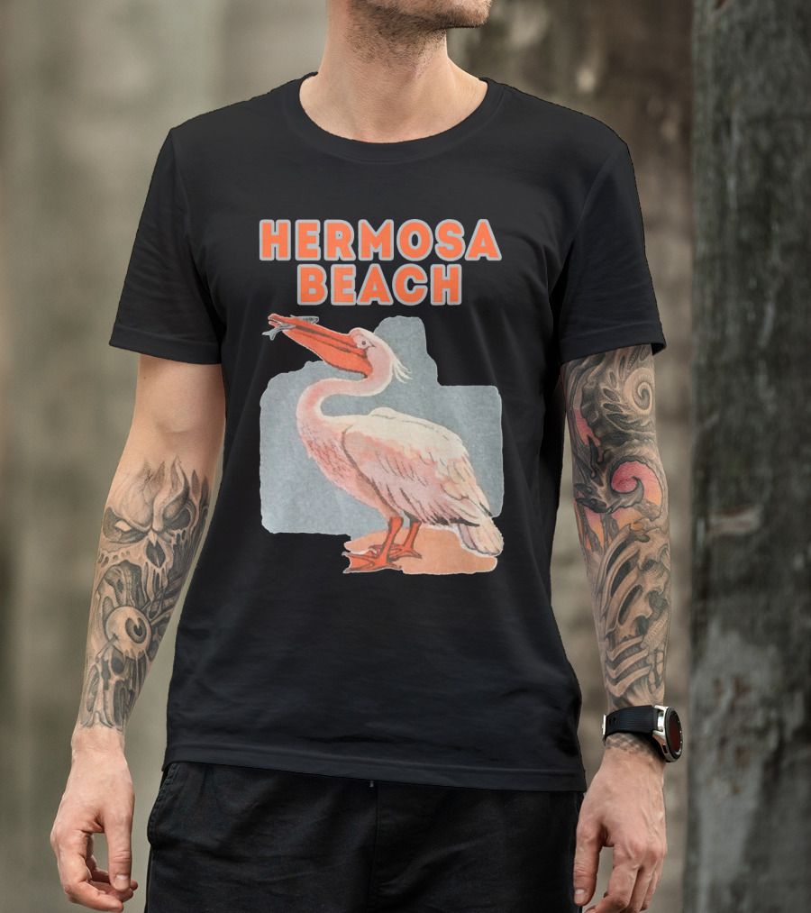 Hermosa Beach California Retro Pelican Holiday T-Shirt